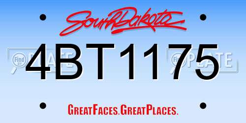 4BT1175 South Dakota License Plate
