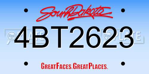 4BT2623 South Dakota License Plate