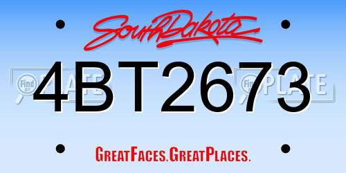 4BT2673 South Dakota License Plate