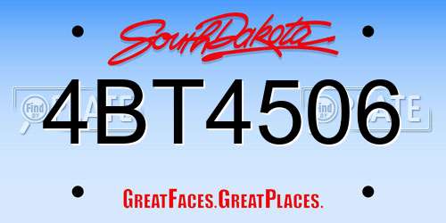 4BT4506 South Dakota License Plate