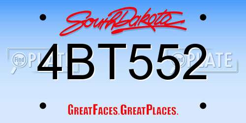 4BT552 South Dakota License Plate