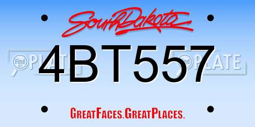 4BT557 South Dakota License Plate