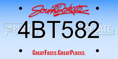 4BT582 South Dakota License Plate