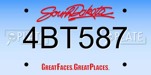 4BT587 South Dakota License Plate