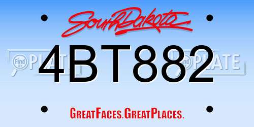 4BT882 South Dakota License Plate