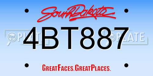 4BT887 South Dakota License Plate