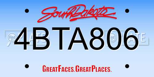 4BTA806 South Dakota License Plate