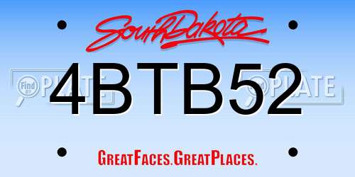 4BTB52 South Dakota License Plate