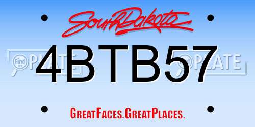 4BTB57 South Dakota License Plate