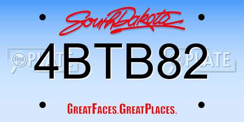 4BTB82 South Dakota License Plate
