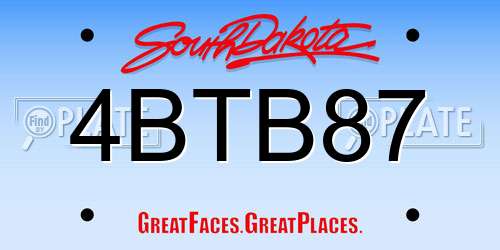 4BTB87 South Dakota License Plate