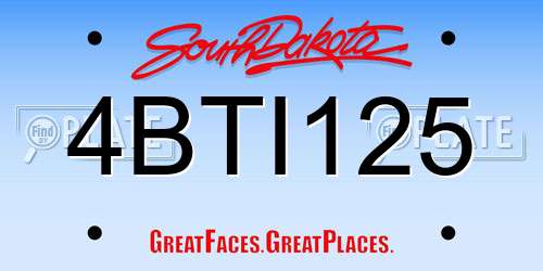4BTI125 South Dakota License Plate