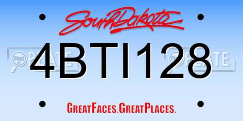 4BTI128 South Dakota License Plate
