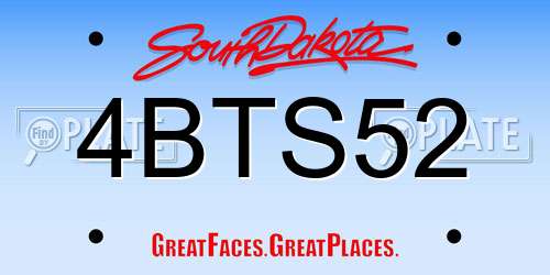 4BTS52 South Dakota License Plate