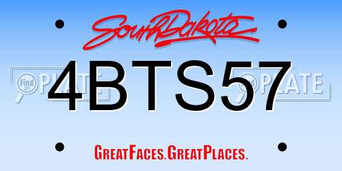4BTS57 South Dakota License Plate