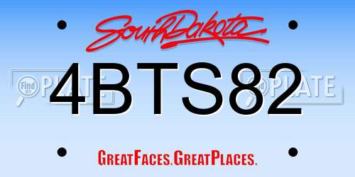 4BTS82 South Dakota License Plate