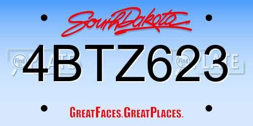 4BTZ623 South Dakota License Plate