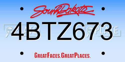 4BTZ673 South Dakota License Plate