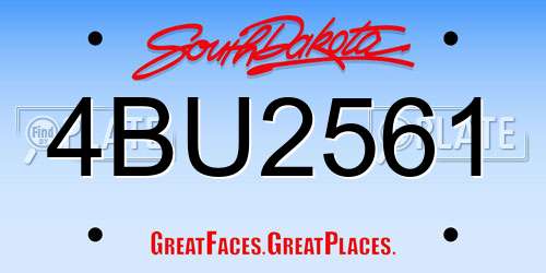 4BU2561 South Dakota License Plate