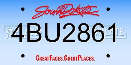 4BU2861 South Dakota License Plate