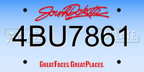 4BU7861 South Dakota License Plate