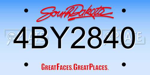 4BY2840 South Dakota License Plate