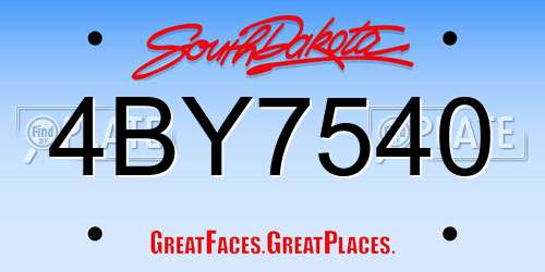 4BY7540 South Dakota License Plate