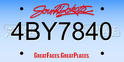 4BY7840 South Dakota License Plate