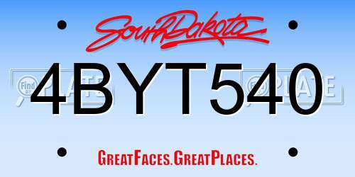 4BYT540 South Dakota License Plate