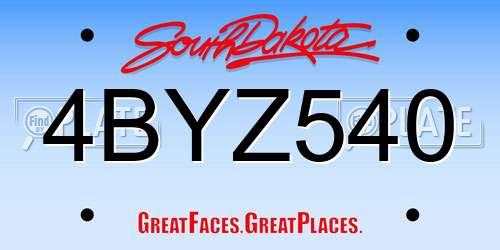 4BYZ540 South Dakota License Plate