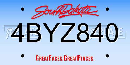 4BYZ840 South Dakota License Plate