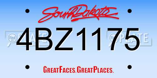 4BZ1175 South Dakota License Plate