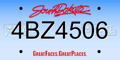 4BZ4506 South Dakota License Plate