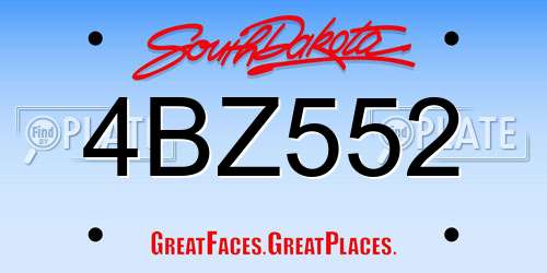 4BZ552 South Dakota License Plate