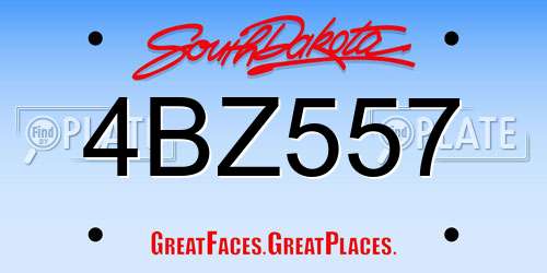 4BZ557 South Dakota License Plate