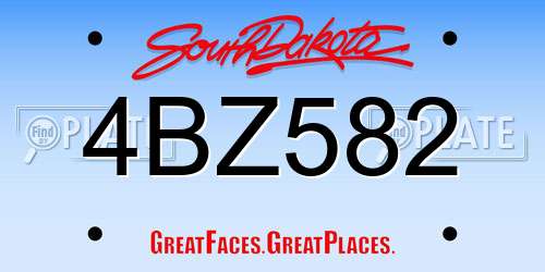 4BZ582 South Dakota License Plate