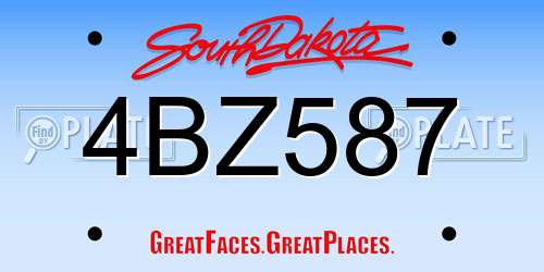 4BZ587 South Dakota License Plate