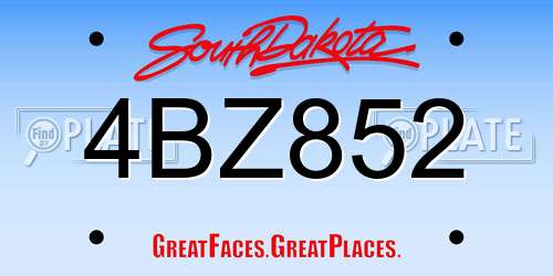 4BZ852 South Dakota License Plate