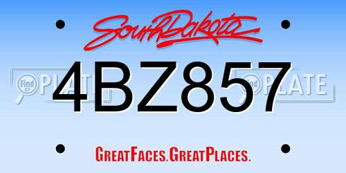 4BZ857 South Dakota License Plate