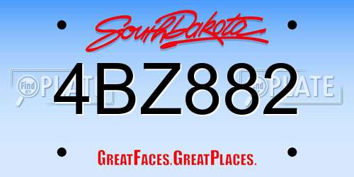 4BZ882 South Dakota License Plate
