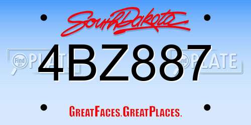 4BZ887 South Dakota License Plate