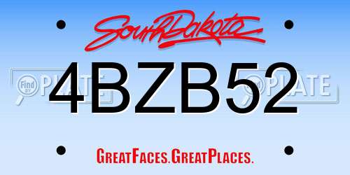4BZB52 South Dakota License Plate