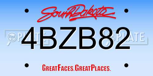 4BZB82 South Dakota License Plate