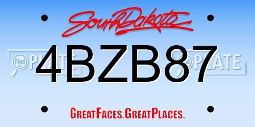 4BZB87 South Dakota License Plate