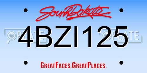 4BZI125 South Dakota License Plate