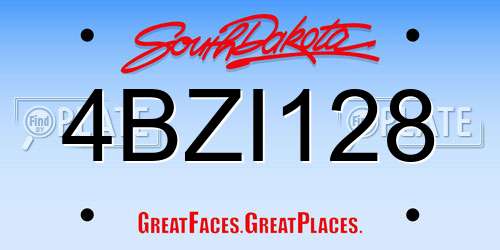 4BZI128 South Dakota License Plate
