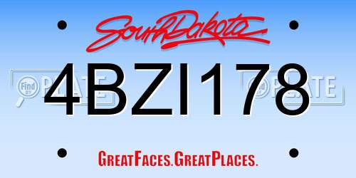 4BZI178 South Dakota License Plate