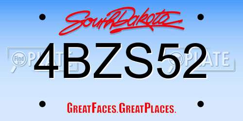 4BZS52 South Dakota License Plate