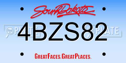4BZS82 South Dakota License Plate