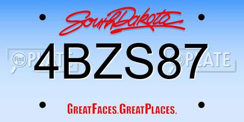 4BZS87 South Dakota License Plate